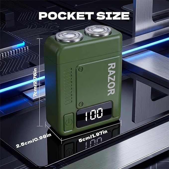 Men's Pocket Shaver Washable Double Head Razor USB Mini Portable Razor Rechargeable Waterproof Green Face Portable Battery Powered ShaverG SV001 Attachment