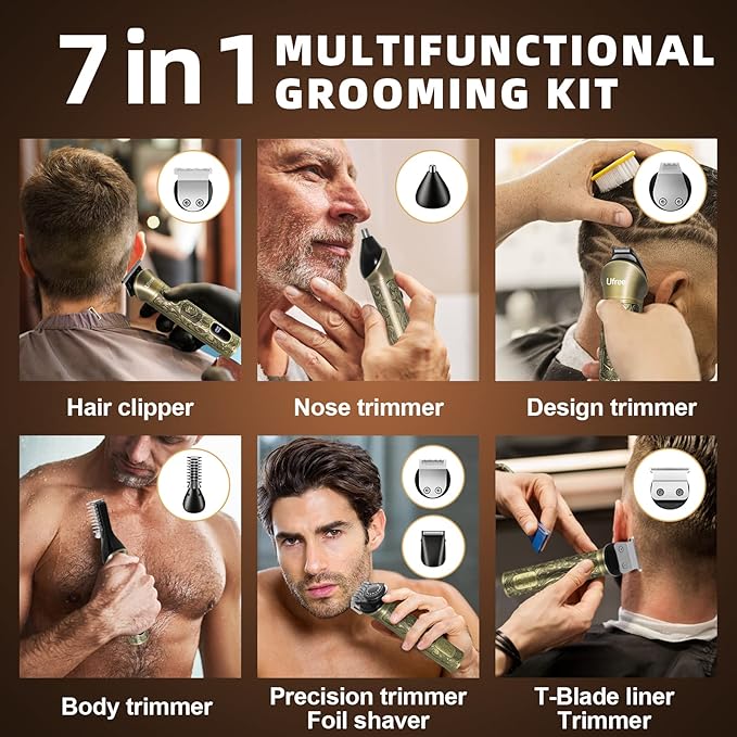 Ufree Beard Trimmer for Men Electric Razor Shaver Cordless Hair Clipper Shaving Kit for Mustache Body Nose Ear Hair Facial Adjustable Beard Grooming Kit Birthday Gifts for Men