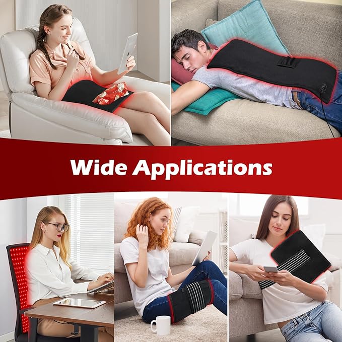 Red Light Therapy for Body 24 x 12 Large Infrared Red Light Therapy Belt Pad with Timer for Back Belly Shoulder Muscle Pain Relief 32W Portable 660nm 850nm Home Heating Light Therapy