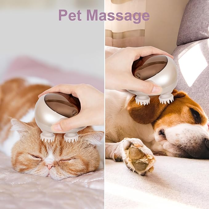 Electric Scalp Massager Portable Head Stress RelaxIPX7 Waterproof Rechargeable Head Massager Scalp Stress Relax Body for Deep Cleansing Relief Hair Growth (Gold)