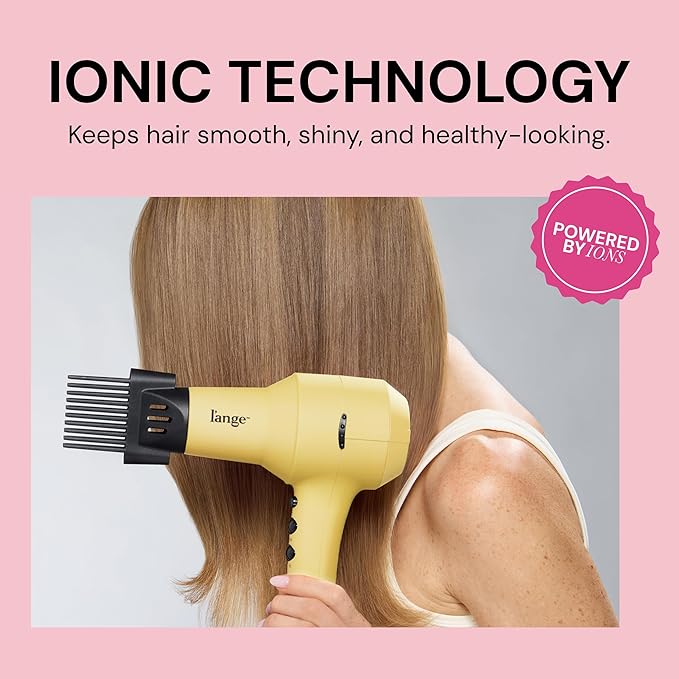 L'ANGE HAIR PowerStyle Turbo Ionic Hair Dryer | 1875 Watt Professional Blow Dryer with Diffuser &amp Concentrator | Multiple Heat &amp Speed Settings for Fast Drying | Salon-Grade Styling Tools Yel