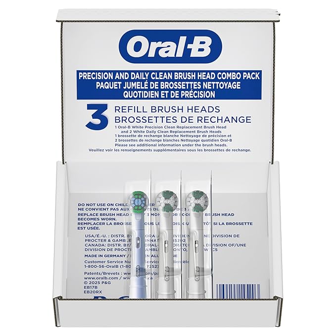 Oral-B Electric Toothbrush Replacement Brush Heads Precision Clean White 1 Count + 1 Daily Clean White