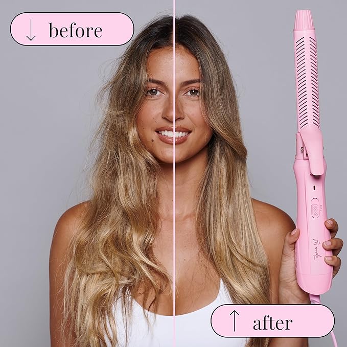 Mermade Hair Aircurl Curling Iron - 1.25 Inch Ceramic Barrel with Clamp Hair Curler for Long Medium &amp Short Hair Ionic Technology Lower Heat Temperatures for Healthier Hair Styling - 1.25 P