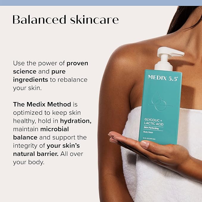 Medix 5.5 Retinol Age Rewind Body Treatment Cream + Glycolic Acid Exfoliating Body Wash Set