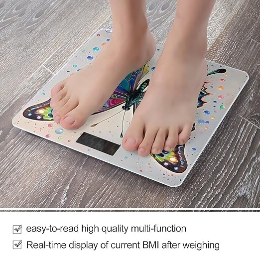 Butterfly Drip Spray Watercolor Scale for Body Weight Smart Scales Digital Bathroom Scale High Precision Weighing Scales with Large Display Weighing Machine for People