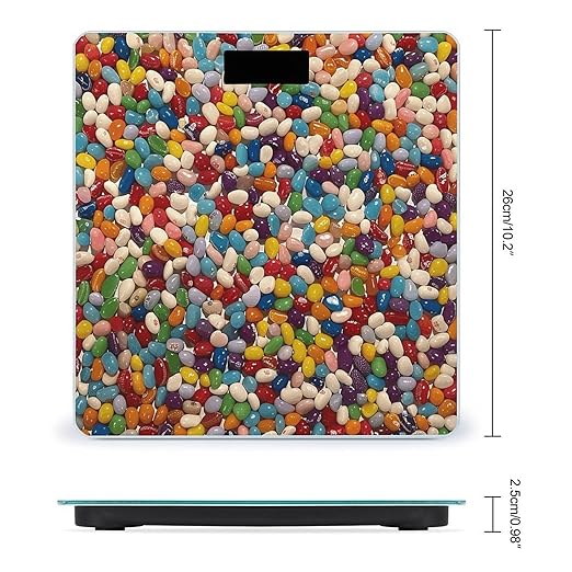 Assorted Jelly Beans Scale for Body Weight Sturdy Tempered Glass Weighing Scales with LCD Display Accurate Digital Bathroom Scale Convenient Body Fat Smart Scales Easy Read