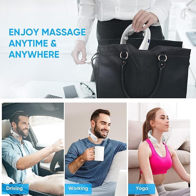 Neck Massager for Pain Relief Smart Electric Pulse Neck Massager with Heating Portable Deep Tissue Neck Massager Gift for Women Men