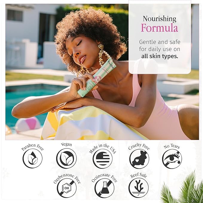 PoolBar SPF 50 Hydrating Mineral Body Sunscreen Cream for Women and Men Skin Care - Coconut Vanilla Scent Sun Care Vegan and Water Resistant Broad Spectrum Sunscreen 130 ml (4.3 Fl. Oz) (Pack of 3)