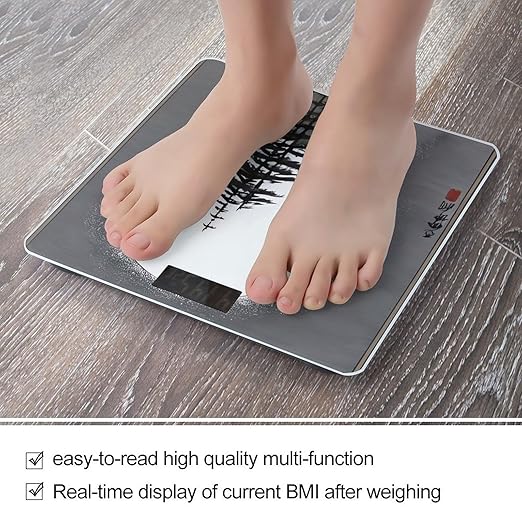 Moon Pine Tree Weight ScaleClear LED Display Bathroom Digital Weighing ScaleTempered Glass Digital Bathroom Scale for Body Weight Capacity Up to 400 Lbs
