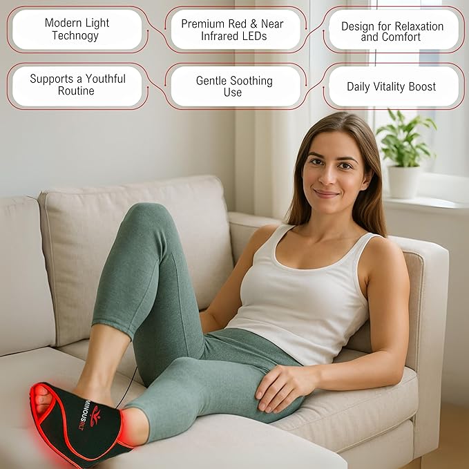 Red Light Therapy Foot Wrap for Pain &amp Muscle Recovery – Infrared Light Therapy Device for Feet &amp Ankles – Supports Circulation Swelling Relief &amp Relaxation