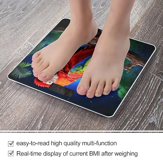 Parrot Bathroom Scale for Body Weight Bathroom Weighing Scale with Backlit LCD Display Highly Accurate Measures Weight Up to 180kg