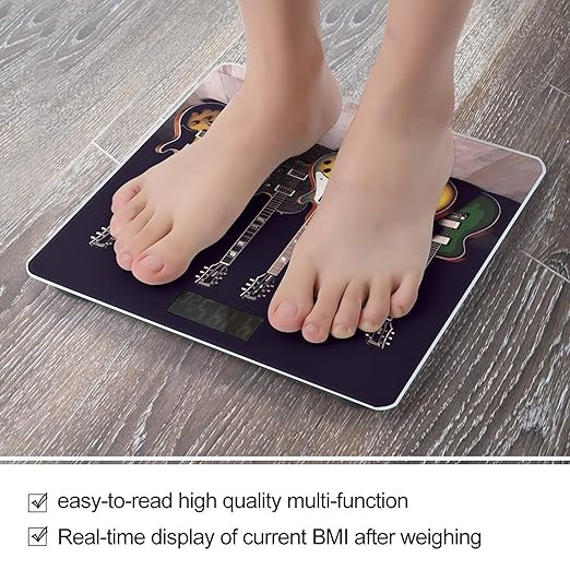 Guitar Collection Bathroom Scale for Body Weight Bathroom Weighing Scale with Backlit LCD Display Highly Accurate Measures Weight Up to 180kg