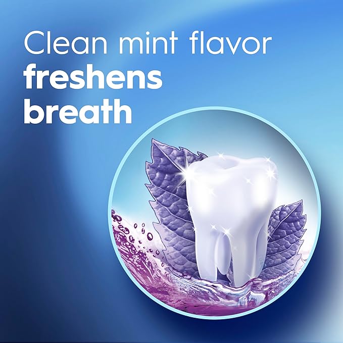 Crest 3D White Brilliance Whitening Mouthwash Alcohol Free Clean Mint 1L (33.7 fl oz) Pack of 6