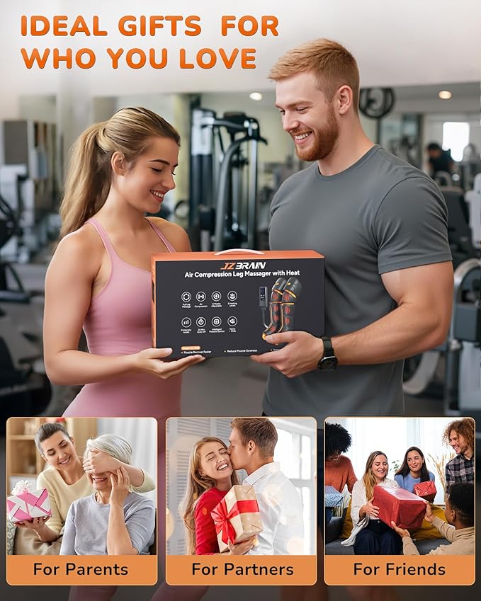 Leg Massager with Heat and Compression : Foot and Calf Massager for Circulation and Pain Relief Sequential Compression Boots with 6 Modes 9 Intensity 3 Heat - Gifts for Mom Dad Him Her