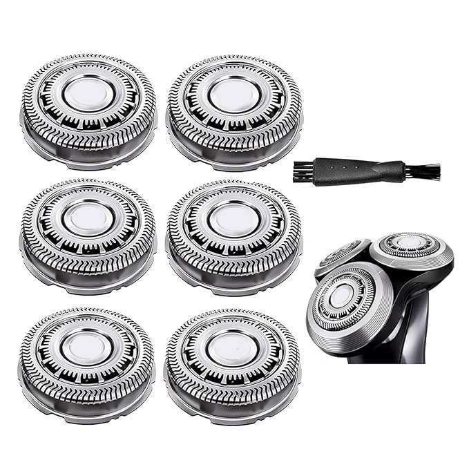 SH60 Replacement Heads Compatible with Philips Series 6000 S6xxx S6880/81 S6810/82 S6850/85Compatible with Norelco Shaver Cleaning Brush S6xxx Series 6Pcs with Cleaning Brush