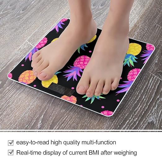 Women's Digital Bathroom Weighing Scale Automatic Switch Energy Saving Scale Smart Scale for Body Weight Colorful Watercolor Splash Ink Pineapple