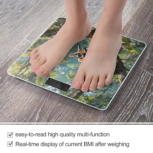 Lemur Weight Scale Large Digital Bathroom Scales with Bright LED Display Non Slip Digital Scale and Step On Fashion Weighing Machine for Body
