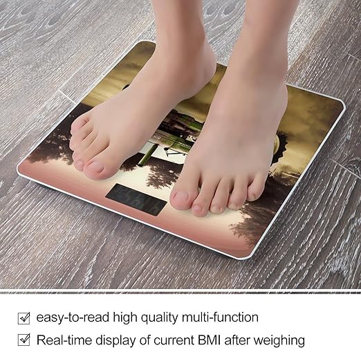 Old Tractor Photo FarmScale for Body Weight with LCD High Precision Weighing Scales Fashion Sturdy Tempered Glass Weight Scales Easy-to-Read Digital Bathroom Scale for Daily 400lb