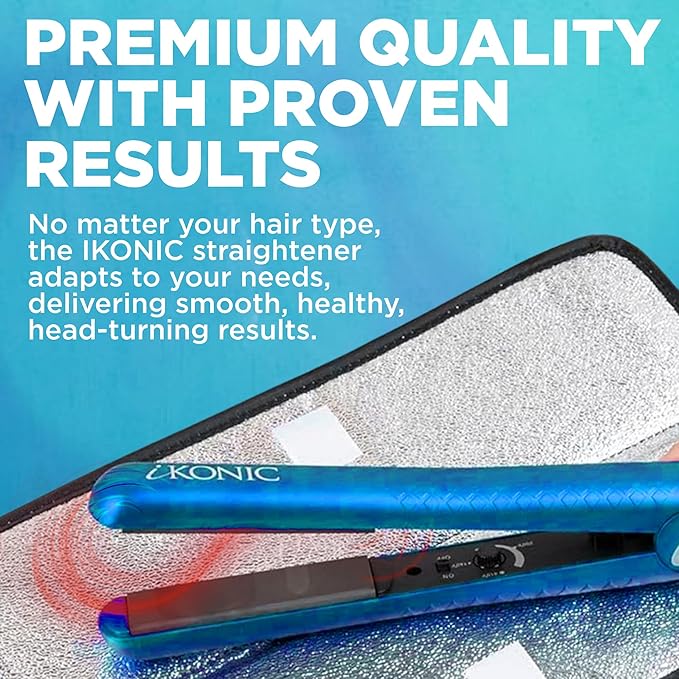 IKONIC 1.25” Floating Plates 100% Pure Ceramic Hair Straightener &amp Flat Iron – Fast Heating Anti-Static Infrared Technology – Frizz-Free Sleek Hair Styling Tool for Women &amp Professionals