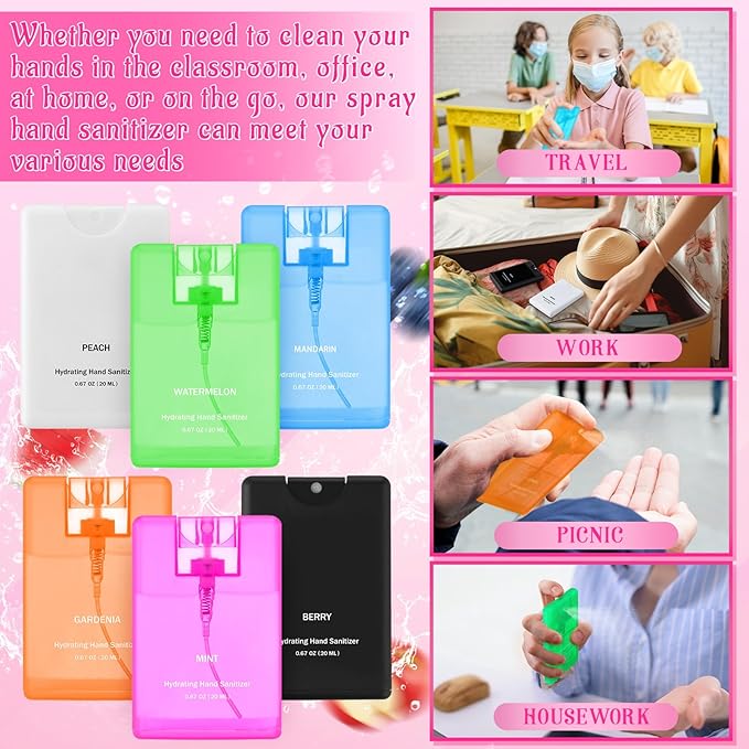 24 Pack Hand Sanitizer Spray Bulk Travel Size Hand Sanitizer Mini Pocket Spray Gifts for Coworker Staff Teacher Holiday Favor(Clear24 Pcs)
