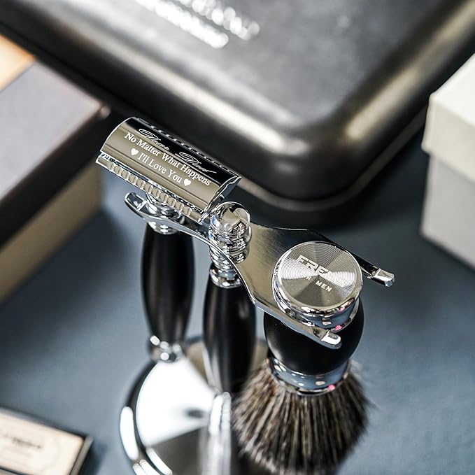 FREED customized gifts Engraving Luxury Men's Safety Razor set Aluminum Alloy Material incloud 120 Japanese Stainless Steel BladesIt's the best gift for men fathersor birthdays.