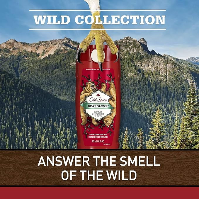 Body Wash for Men by Old Spice Wild Collection Men's Body Wash Bearglove 16 Fl Oz (Pack of 4)