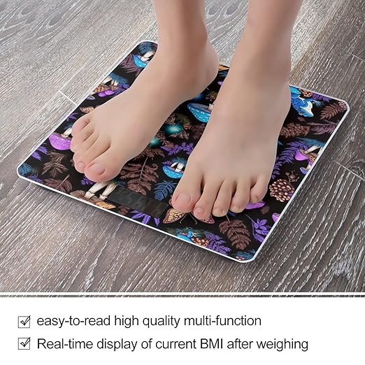 Digital Bathroom Weighing Scale Energy Saving Scale Smart Scale for Body Weight Moon Frogs Trippy Mushroom Leaves
