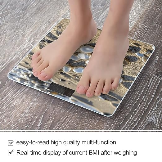 Ocean Beach Mussel Pearl Scale for Body Weight Digital Bathroom Scale Toughened Glass High Precision Scales for Body Weight with Large LCD Backlight Display Weight Scales