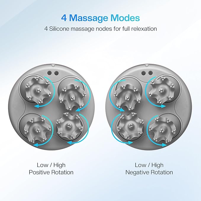 COMFIER Electric Scalp Head Massager with 4 Soft Silicone Massage Heads Portable Hair Massager for Hair Growth Relieve Stress Head Scratcher for Deep Relaxation Dog Cat Massager Gray