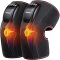 FIT KING Air Compression Knee Massager Heated Knee Brace Wrap with 3 Modes and 3 Intensities Shiatsu-Like Massage for Pain Relief Ideal Gifts for Men Women (Pair)