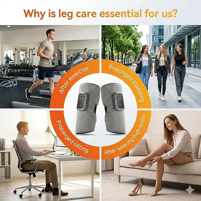 Cordless Leg Massager with Heat and Air Compression Rechargeable Calf Massager for Daily Relaxation 3 Modes &amp Intensities Gifts for Men Women Athletes &amp Seniors (2 Pack)