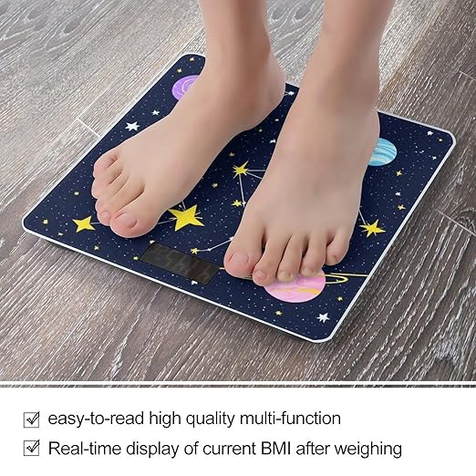 Automatic Switch Digital Bathroom Weighing Scale Smart Scale for Body Weight Blue Zodiac Galaxy Starry Night Stars Glow in The Dark Midnight