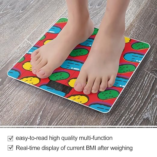 Dill Pickles Print Scale for Body Weight Sturdy Tempered Glass Weighing Scales with LCD Display Accurate Digital Bathroom Scale Convenient Body Fat Smart Scales Easy Read