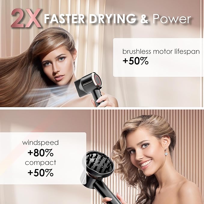 Nicebay Hair Dryer Portable Ionic Blow Dryer with Diffuser for Curly Hair