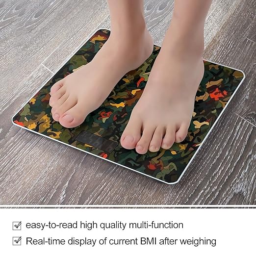 Rich Texture Pattern Bathroom Scale for Body Weight Bathroom Weighing Scale with Backlit LCD Display Highly Accurate Measures Weight Up to 180kg