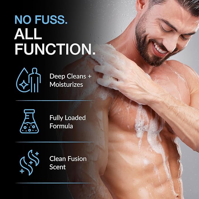 Chassis 360 Men's Body Wash - Maximum Hydration Liquid Body Cleanser for Men - Triple Foam Formula with Clean Fusion Scent - Suitable for All Skin Types - Sulfate &amp Paraben Free - 16 Fl Oz Bottle