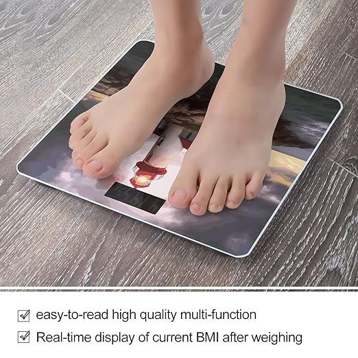 Lighthouse Scale for Body Weight Highly Accurate Digital Bathroom Body Scale Digital Bathroom Scales for People Anti-Slip Large LCD Display Smart Scales