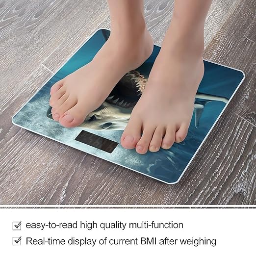 Shark Mouth Bathroom Scale Rounded Smart Scale for Body Weight Automatic Power On/Off Weight Scales Accurate Bathroom Digital Scales for Pet Home Bedroom Kitchen