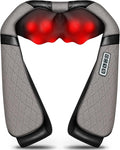 Blue Elf Shiatsu Electric Neck Back Massager Pillow 3D Kneading with Heat for Shoulder Lower Back Foot Leg Muscles Pain Relief Relax in Car Office and Home (Gray)