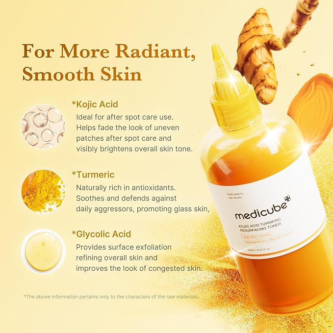 medicube Kojic Acid Body Wash &amp Tone Duo: Kojc Acid Turmeric Brightening Body Wash and Smothing Toner for Face &amp Body | Shower 2 Step Routine for Clearer Brighter Body Skin