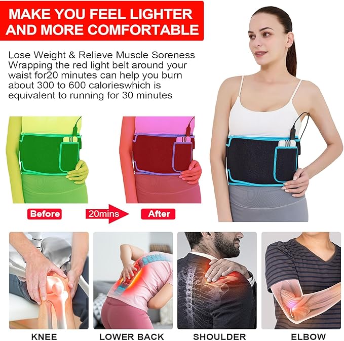 Red Light Therapy Belt Near Infrared Light Therapy for Body Weight Loss lipo Belt at Home Contour Light Machine 660nm 850nm for Pain Relief Sleep Skin Health Anti-Aging Energy Recovery