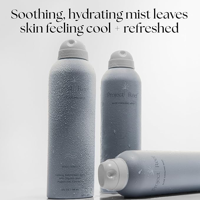 Project Reef SPF 30 Mineral Sunscreen Spray &amp Cooling Mist w/Aloe Vera Peppermint Cucumber - Non-Aerosol Reef Safe Sunburn Relief No White Cast Sunscreen for All Skin Types
