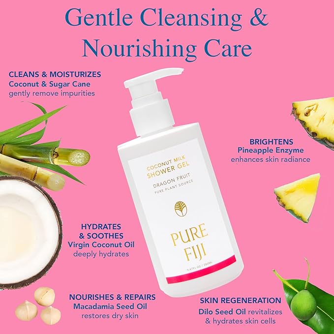 PURE FIJI Coconut Milk Shower Gel Dragon Fruit (9.47 Fl. Oz /280ml)