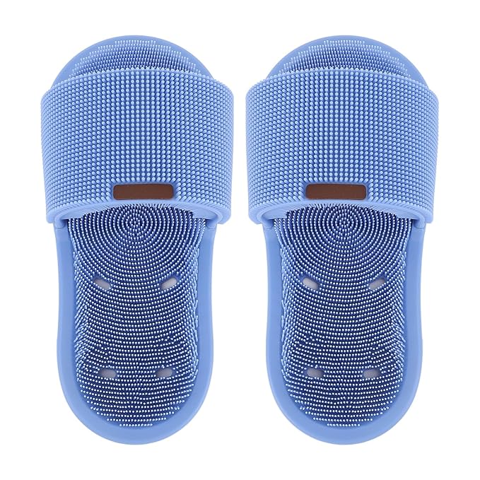 Silicone Foot Scrubber Slippers 360 Degree Shower Cleaner with Suction Cup for Feet Cleaning Shower Foot Scrubber Foot Scrubber Slippers Non Slip Shower Foot Scrubber Shower Foot