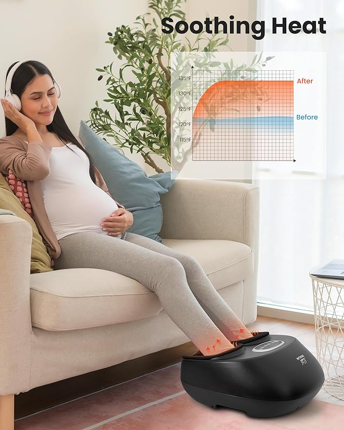 Snailax Shiatsu Foot Massager Machine with Soothing Heat Deep Kneading Air Compression Improve Blood Circulation and Foot WellnessRelax for Home or Office Use