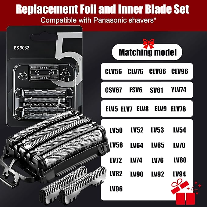 WES9032P Replacement Outer Foil and Inner Blade SetCompatible with Panasonic ARC5 5-Blade Shavers ES-LV97-KES-LV67-KES-LV95-Sfor Men's Shaving（3Packs）