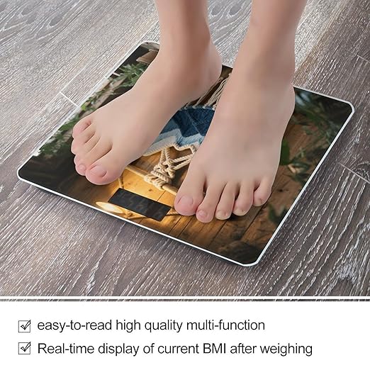 Mountain Dip-Dyed Macrame Weight Scale Large Digital Bathroom Scales with Bright LED Display Non Slip Digital Scale and Step On Fashion Weighing Machine for Body