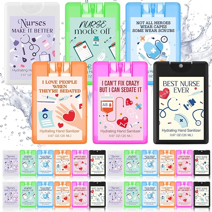 24 Pack Nurse Medical Assistants Gift Hand Sanitizer Spray Travel Size Mini Hand Sanitizer Pocket Spray Bulk for for Cna Rn Medical Assistant Nursing Student Essentials Nurse Week Appreciation Gift