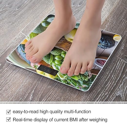 Fresh Fruits Scale for Body Weight Highly Accurate Digital Bathroom Body Scale Digital Bathroom Scales for People Anti-Slip Large LCD Display Smart Scales