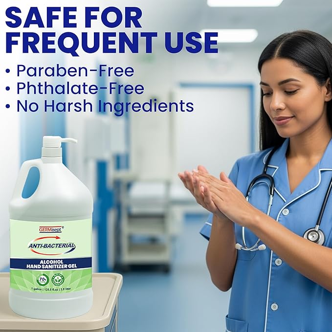 Hand Sanitizer Gel with Pump – 70% Alcohol Bulk Hand Sanitizer – Moisturizing Quick-Dry Non-Sticky Formula – Refillable Bottle for Home Office School Business Use (128 Fl Oz (Pack of 1))